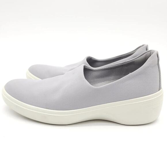 ECCO Soft 7 (Womens Size 9-9.5) Wedge Slip-On Sneakers Shoes Gray White Loafers - Picture 2 of 9